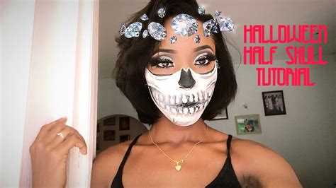 Halloween Half Skull Makeup Tutorial Youtube