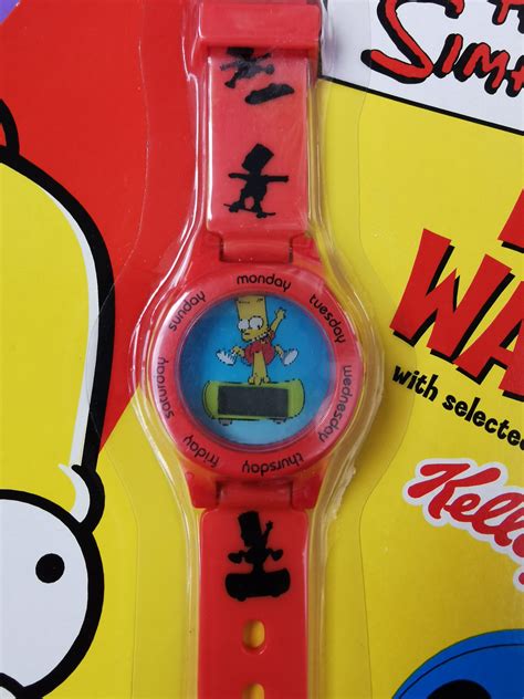 Nos 2002 The Simpsons Bart Skateboarding Vintage Watch Wristwatch Ds Og
