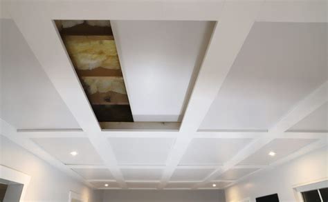 Coffered Ceilings With Unique Hidden Access Basement Remodel Diy