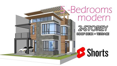 Storey Modern House Design With Roof Deck And Terrace Youtube