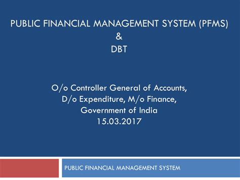 Pdf Public Financial Management System Pfms