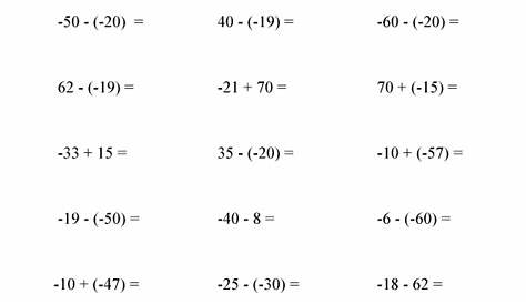 integers worksheets grade 6
