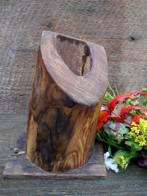 Driftwood Vase Relaimed Rustic Wood Hollow Log By Bearpawrustics 25