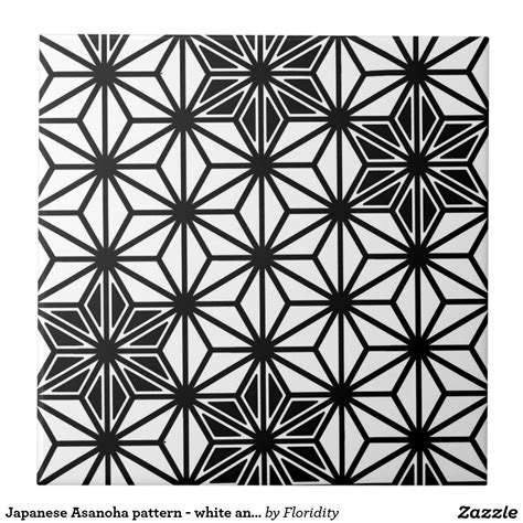 Japanese Asanoha Or Star Pattern White And Black Tile