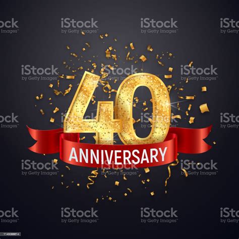 40 Years Anniversary Template On Dark Background Forty Celebrating