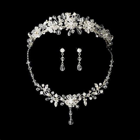 Crystal Wedding Tiara With Matching Jewelry Set