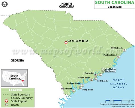 South Carolina Beaches Map Beaches In South Carolina
