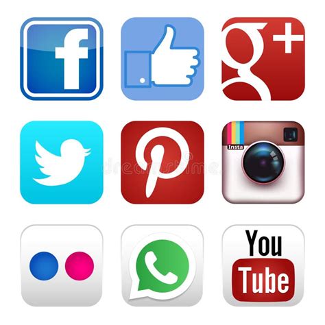 Set Of Modern Flat Design Social Media Icons Editorial Stock Image
