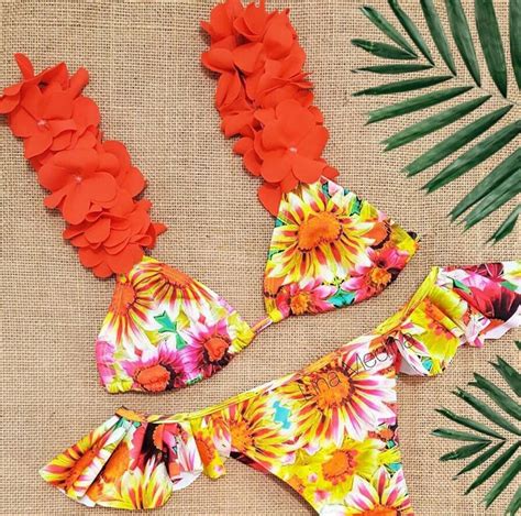 New Hot Flower Bikini Set Women Sexy Lace Of Lotus Leaf Bathingsuit