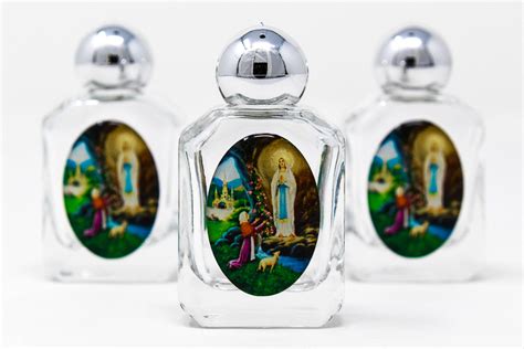 Direct From Lourdes 3 Glass Bottles With A Colorful Image Lourdes Holy Water