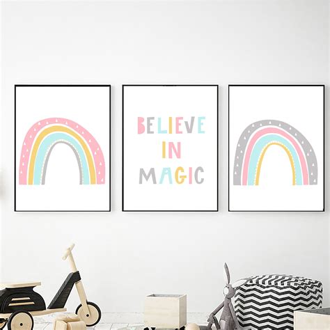 Art And Collectibles Bright Fun Cute Rainbow Print Neutral Nursery Decor
