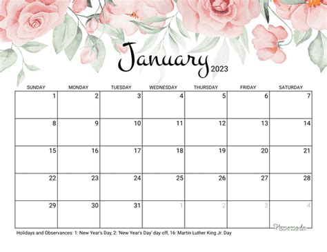 January Calendar 2023 Get New Year 2023 Update