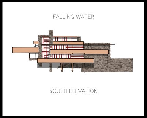 Frank Lloyd Wrights Falling Water Elevation Digital Etsy Uk