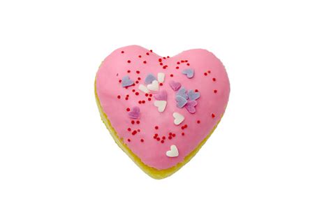 Tasty Heart Shaped Donut With Topping Isolated On White Background