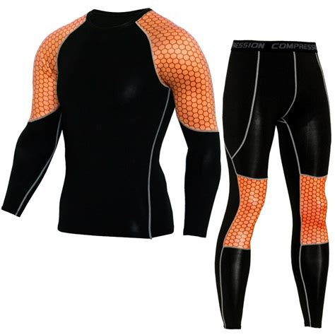 new breathable quick dry compression tracksuit fitness tight running set t shirt legging men s