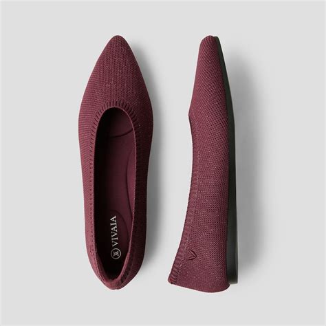 Aria5° Pointed Toe Ballet Flats With Arch Support In Sparkle Bordeaux