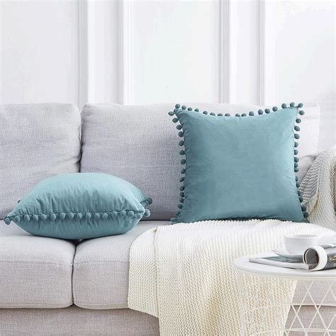 Top Finel Decorative Throw Pillow Covers For Couch Bed Grey Blue Size