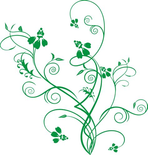 Ornamen Bunga Hijau Green Flower Ornament Vector