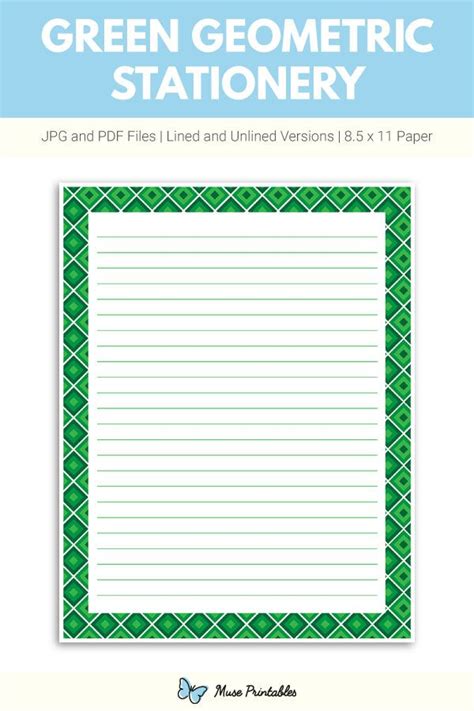 Printable Green Polka Dot Stationery Green Bold Lined Paper For
