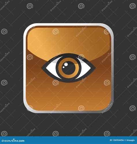 Brown Eye Icon On A Square Button Stock Vector Illustration Of