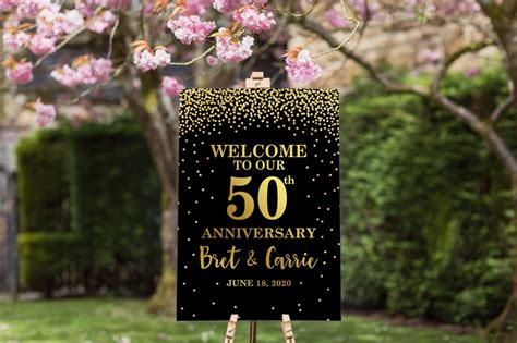 50th Wedding Anniversary Welcome Sign Golden Anniversary Etsy 50th