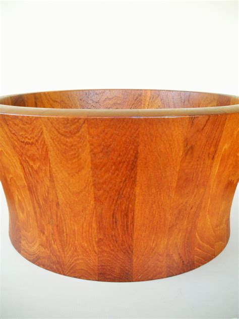 Vintage Danish Modern Nissen Extra Large Teak Staved Wood Bowl Serving