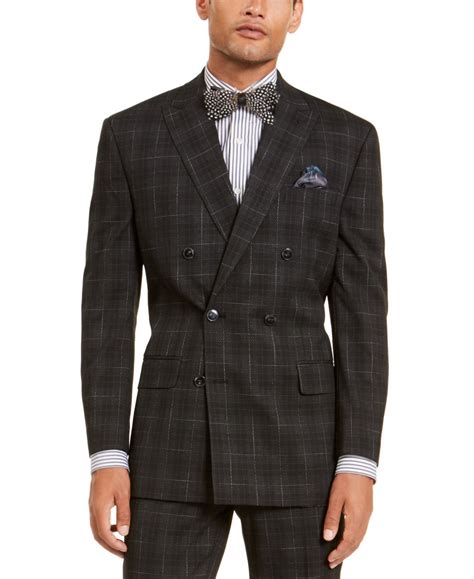 Sean John Mens Classic Fit Stretch Double Breasted Suit Separate