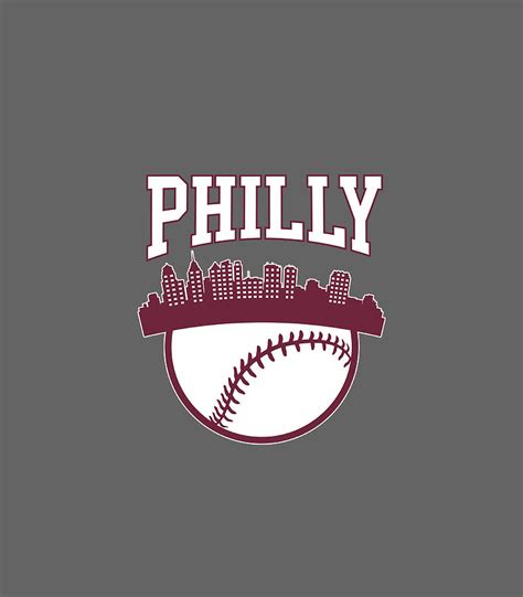 Philadelphia Baseball Minimalist Philly City Skyline Digital Art By