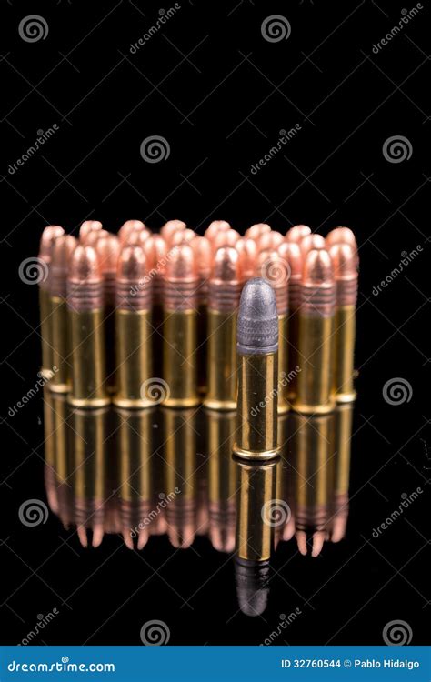 Closeup Shot Group Of Bullets On Black Background Stock Photo Image