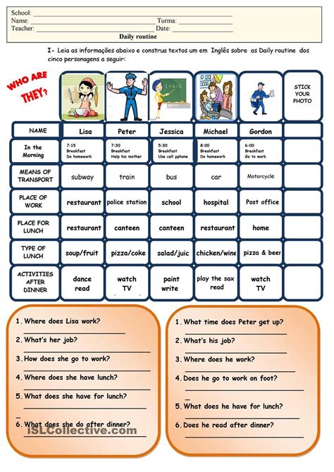 English Exercises Grammar Practice Daily Routines Exercise Poster