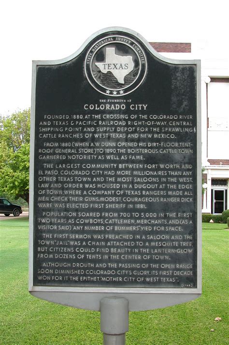 Colorado city has grocery stores and gas stations. Historic plaque - Founding of Colorado City - The Portal ...
