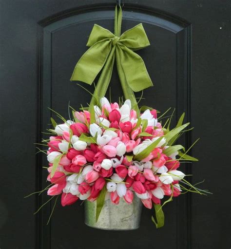 Spring Wreath Tulip Wreath Pink Wreath Easter Wreath | Etsy | Spring wreath, Floral door wreaths ...