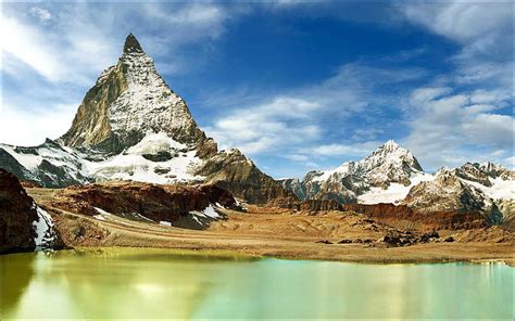 The Matterhorn Mountain Cool Nature Fun Lake Hd Wallpaper Peakpx