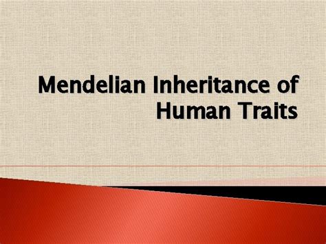 Mendelian Inheritance Of Human Traits Pedigree 1 A
