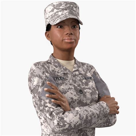 Black Female Soldier Military Acu Uniform Fur 3d Model 149 Max Free3d