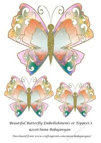 Beautiful Butterfly Embellishments Or Toppers 5 Cup74916096