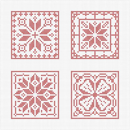 Make a row of hand embroidery stitch lessons with step by step illustrations, patterns, projects and a bit of history. Scandinavian Style Cross Stitch Pattern Stock Illustration ...