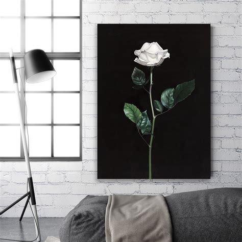 Single White Rose Canvas Print Unframed Art Prints Framed Canvas