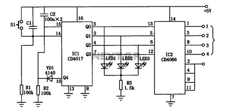 Electronic Cd4017 Cd4066 The Switch Circuit Diagram Under Switching