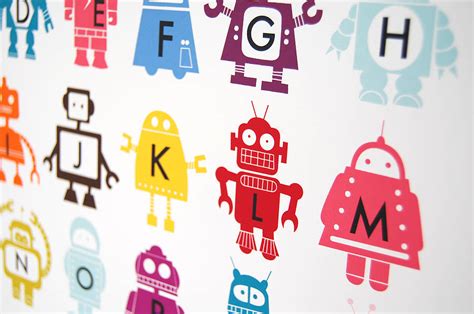 Personalised Childrens Robot Alphabet Print By Little Ink