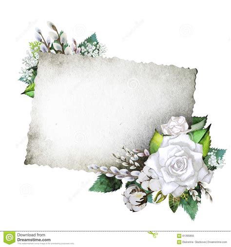 Wedding Card With White Floral Design Stock Illustration