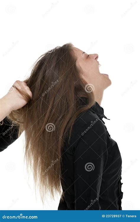 Pulling Womans Hair Stock Image Image Of Yell Wrench 23728937
