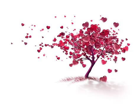 Premium Photo Love Tree With Flying Hearts
