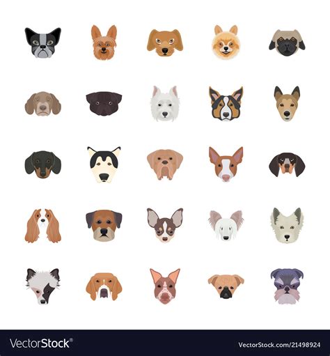 Breeds Of Dogs Flat Icons Royalty Free Vector Image