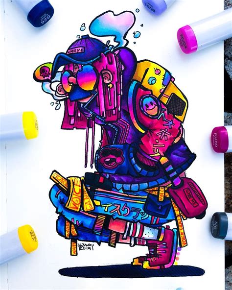 Gawx Art On Instagram Just Finished This Crazy Neon Character Ooof🌊