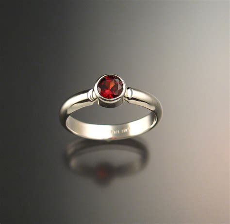 Garnet Ring Sterling Silver Handmade In Your Size