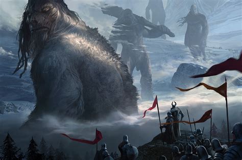 1364x768 Resolution Warriors Holding Red Flags Fantasy Art Giant Hd