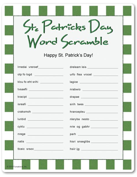 Printable St Patricks Day Word Scramble St Patrick Day Activities