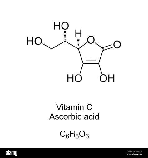 Ascorbic Acid Vitamin C Structural Chemical Formula And Molec Stock