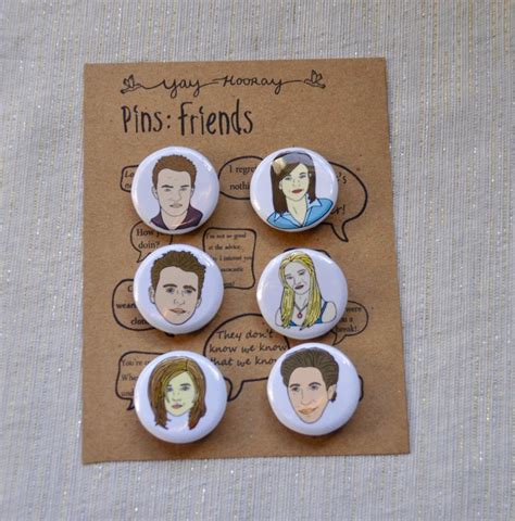 Friends Cast Pin Button Badges Magnets Hand Drawn Etsy Pin Button